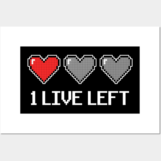 8 Bit Gaming Pixel 1 Heart Retro Vintage Oldschool Wall Art by Kuehni